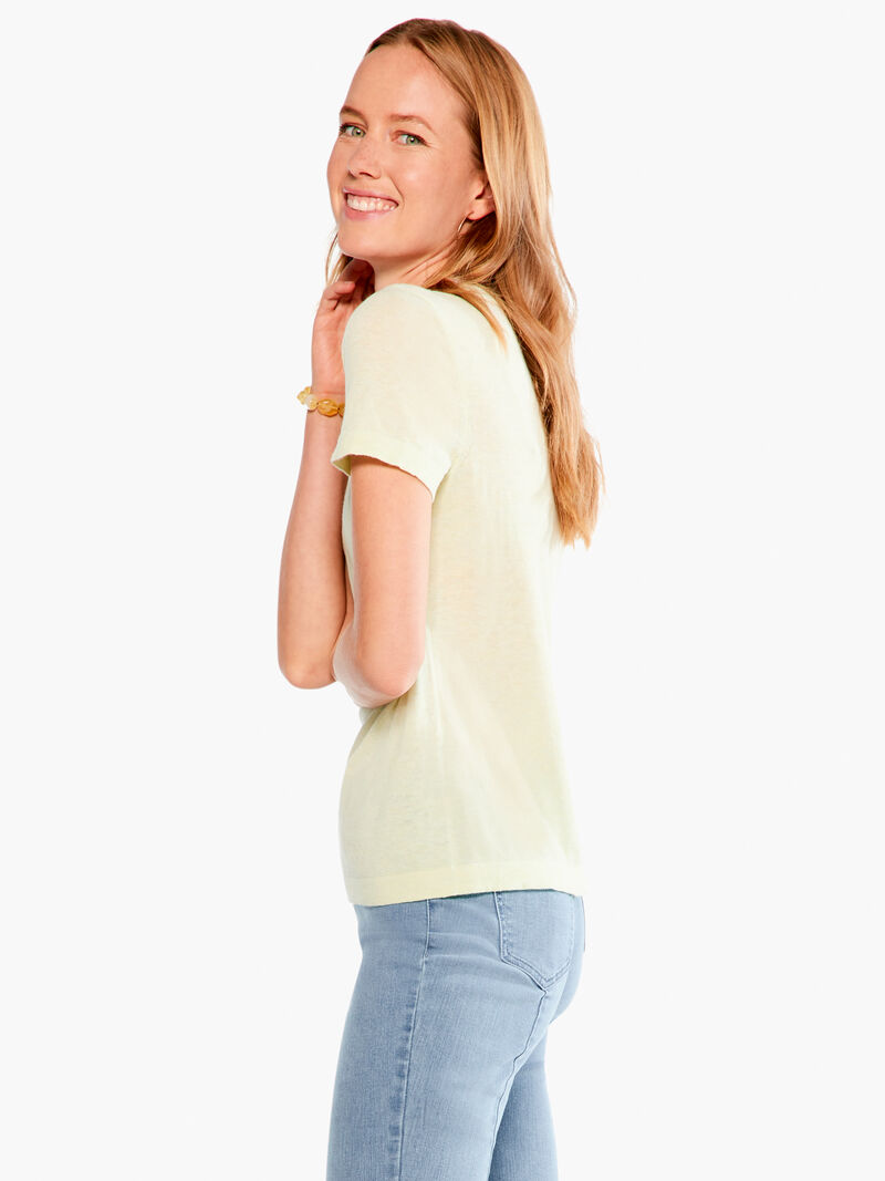 Woman Wears Crew Neck Short Sleeve Sweater Tee image number 1