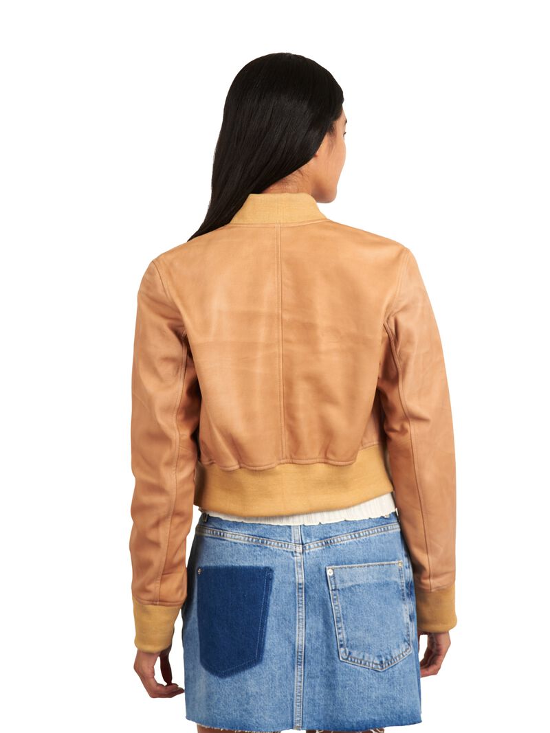 Woman Wears JKT - Collins Burnished Leather Jacket image number 2