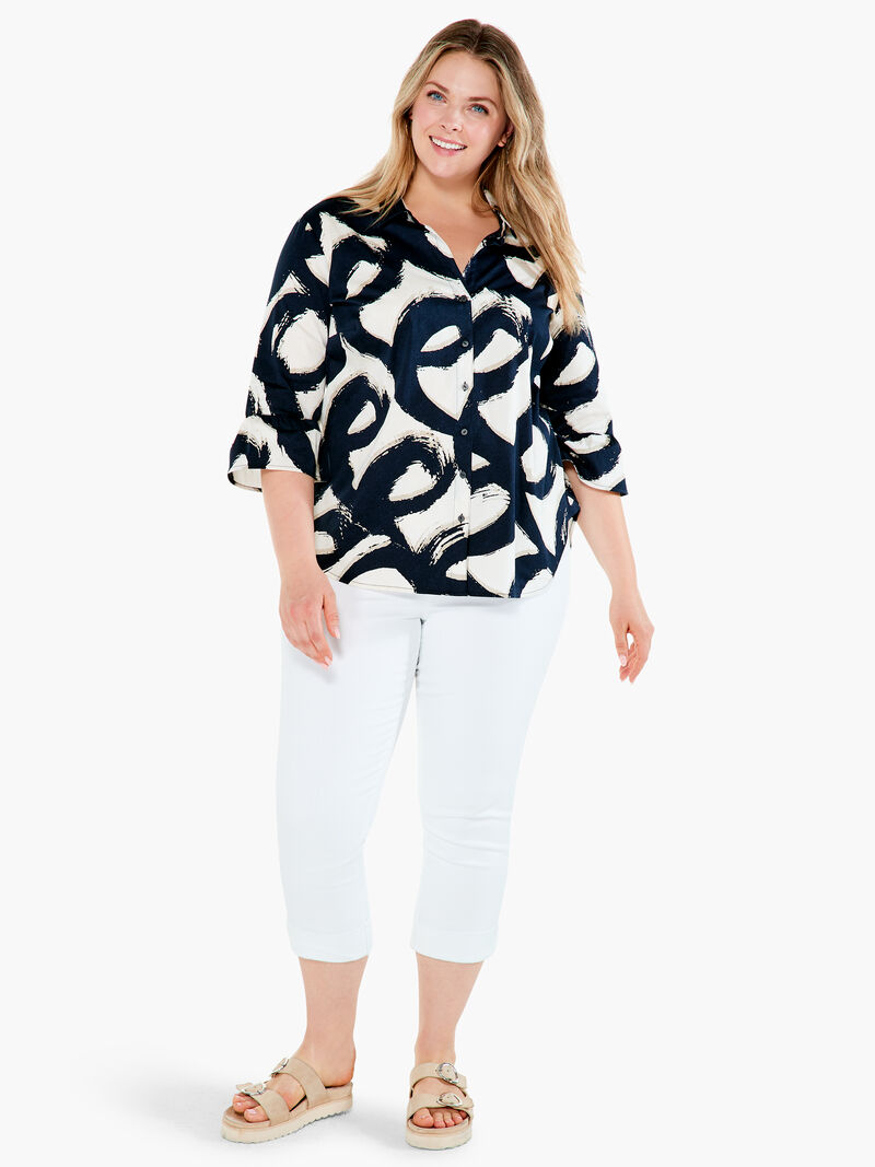 Woman Wears Squiggle Stretch Shirt image number 3