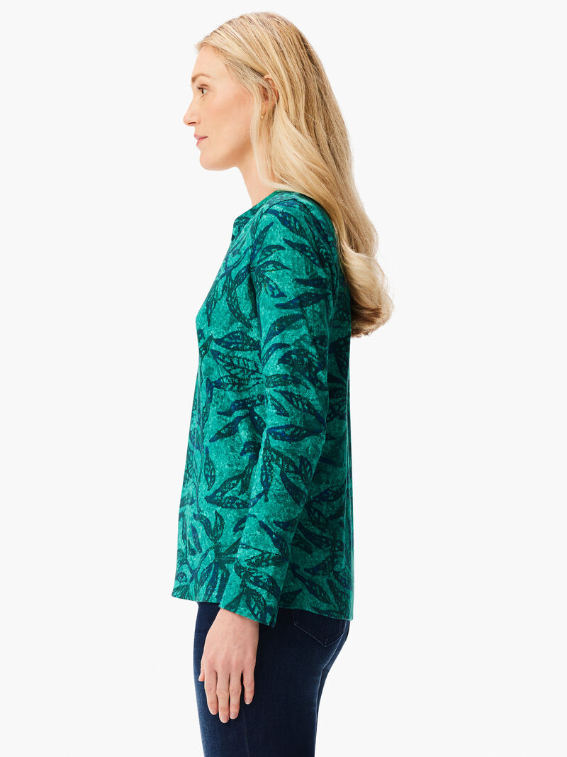 Woman Wears NZT Split Neck Long Sleeve Fern Tee image number 1