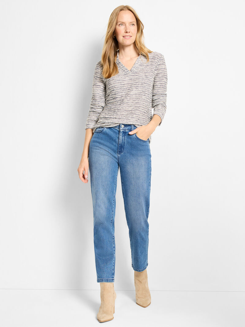 Woman Wears Rope Shimmer Polo Top image number 1