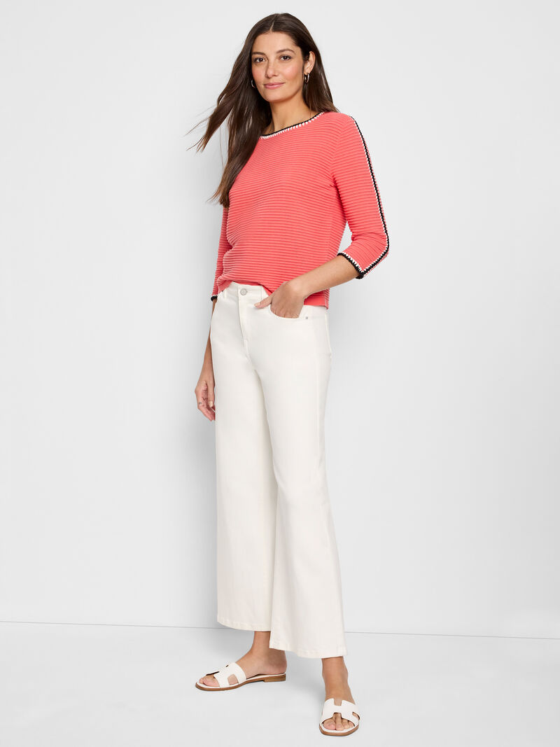 Woman Wears Ottoman Stitched Sweater image number 1