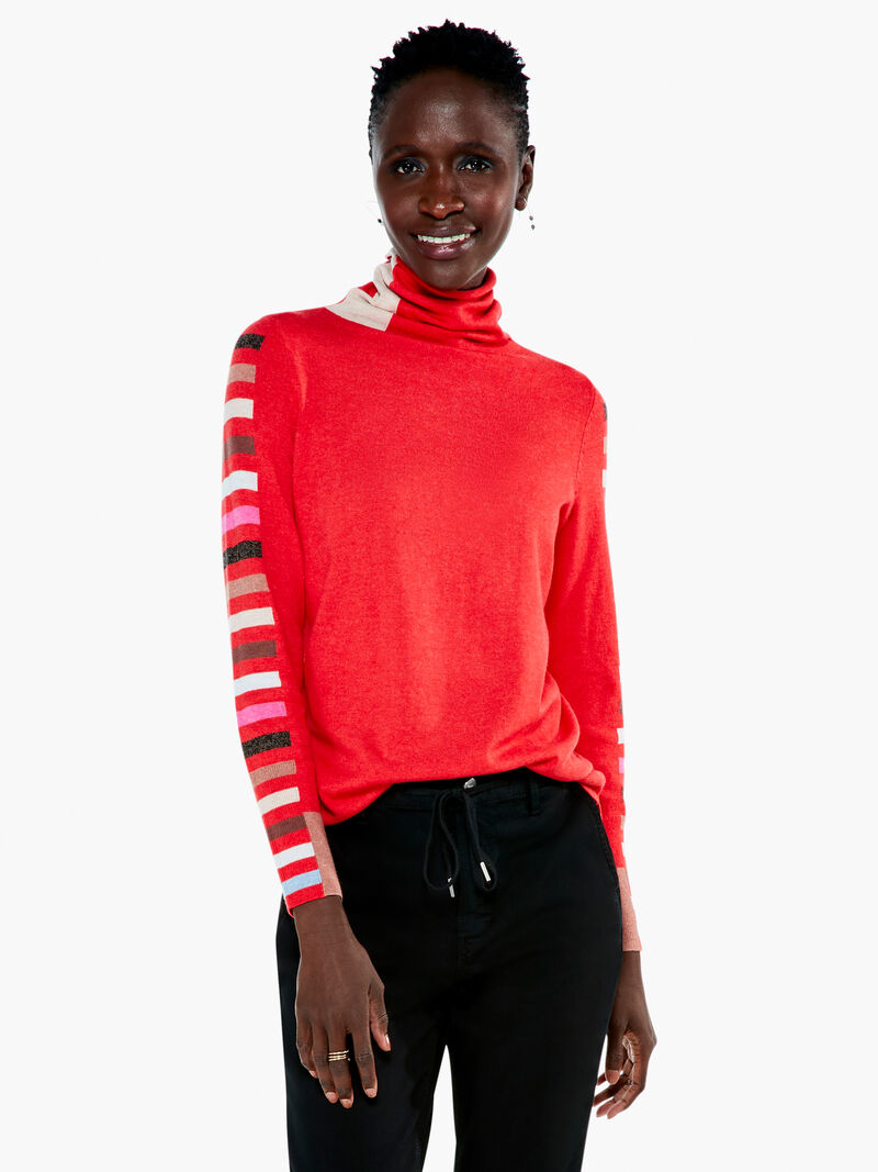 Woman Wears Stripes Aside Vital Turtleneck Sweater image number 0