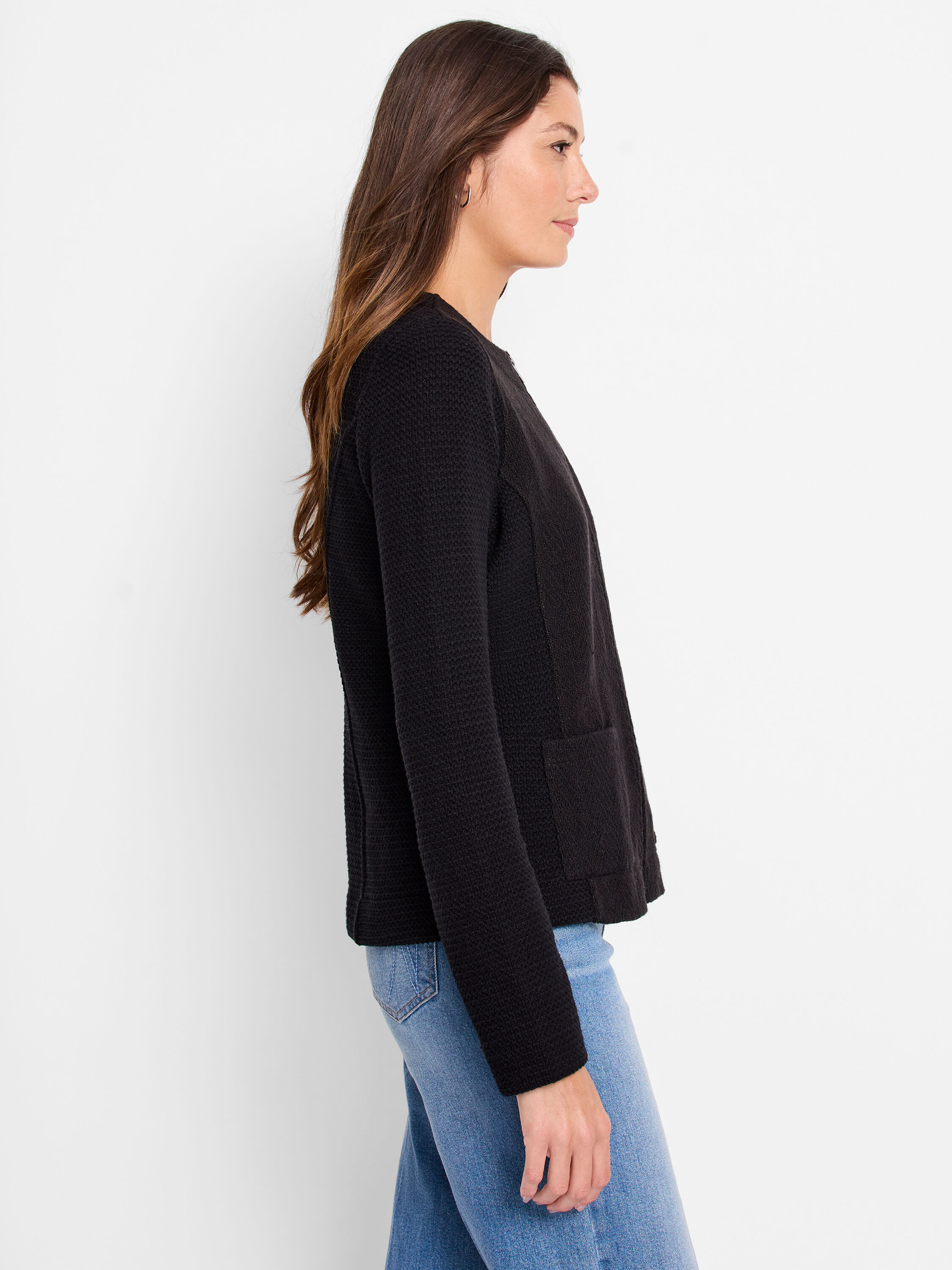 Zip Front Fringe Mix Knit Jacket | NIC+ZOE