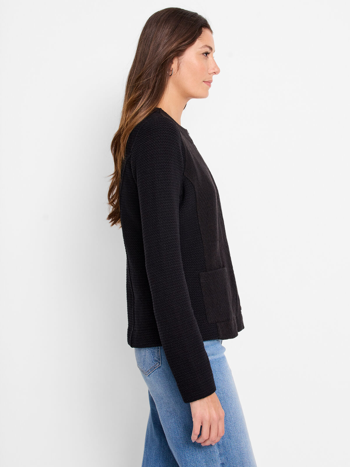 Zip Front Mix Knit Jacket