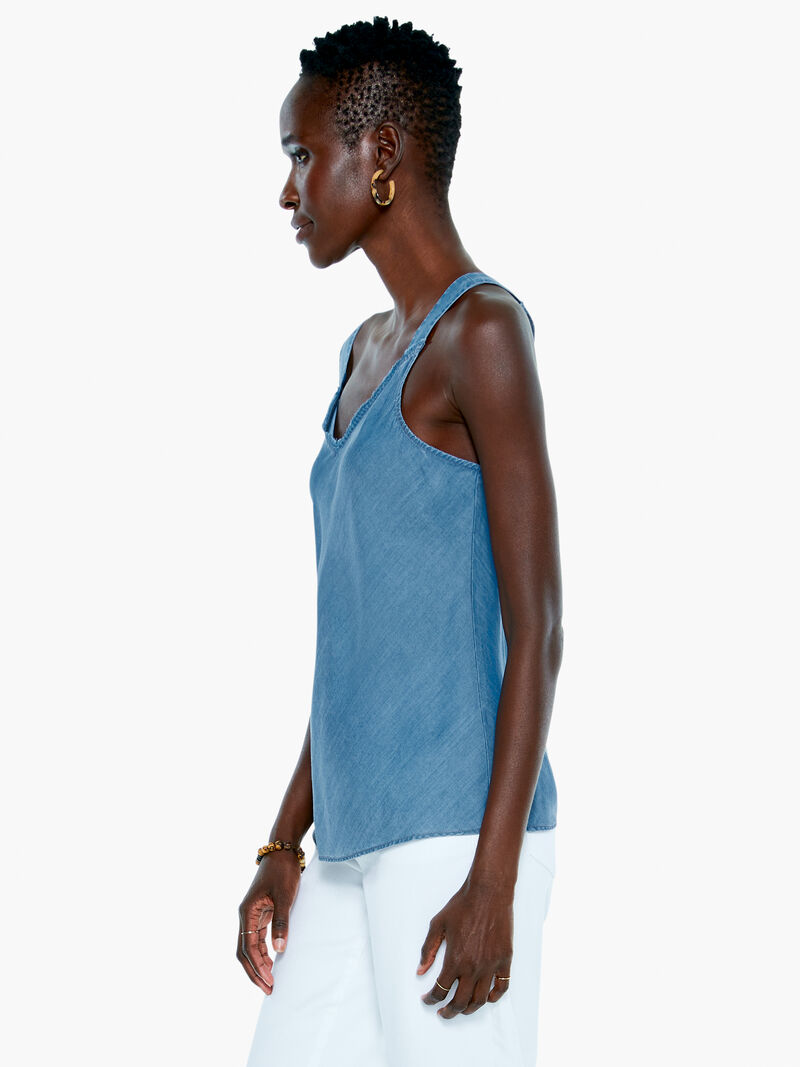 Woman Wears Denim Fringe Cami image number 1