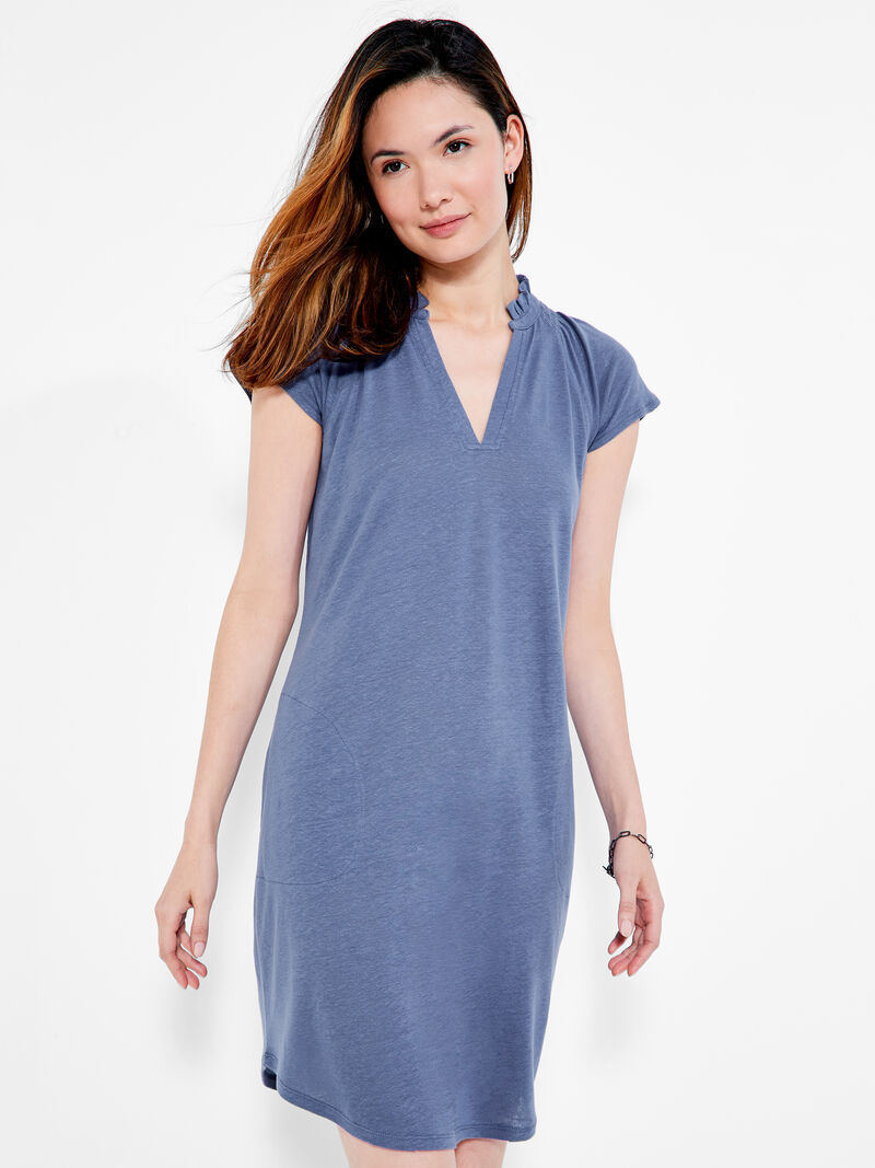 NZT Short Sleeve Ruffle V Dress