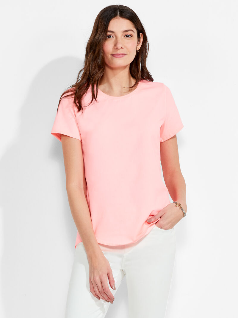 Woman Wears NZT Short Sleeve Shirt Tail Crew Tee image number 0