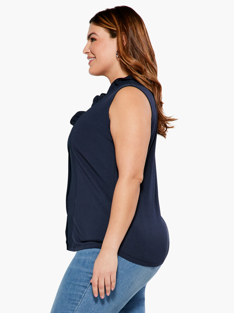 Woman Wears Ruffled Around Tank image number 1
