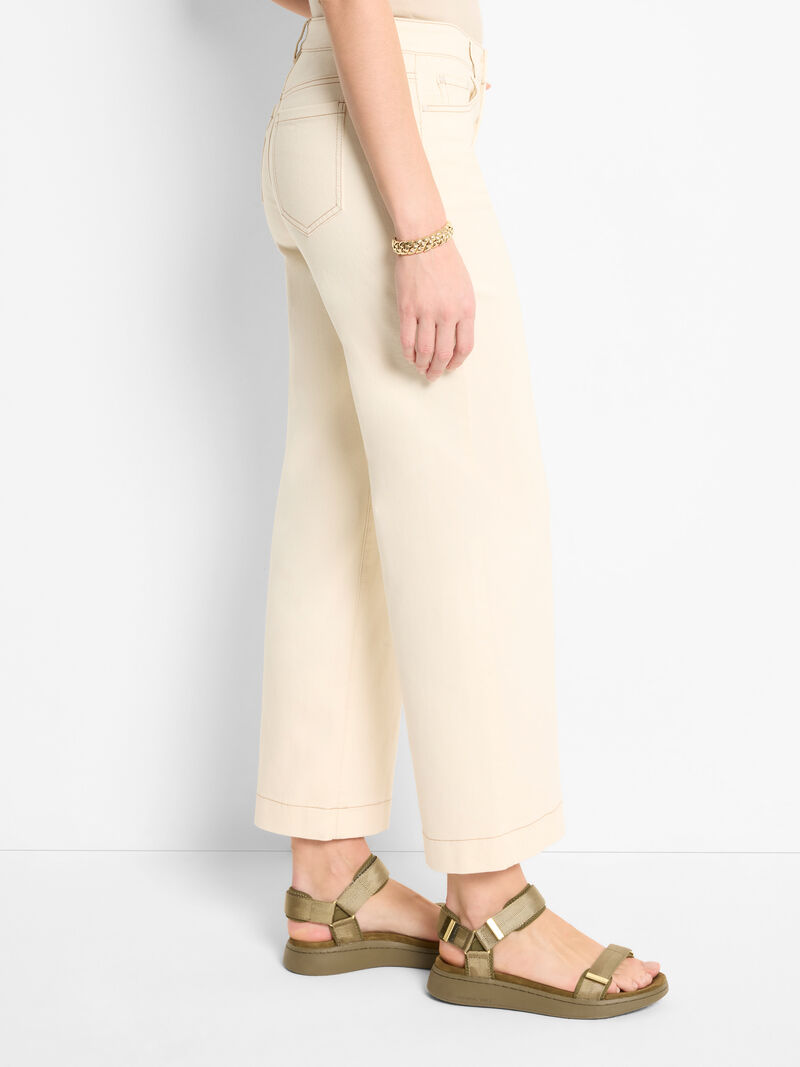 Woman Wears 28" Horn Button Wide-Leg Jeans image number 2
