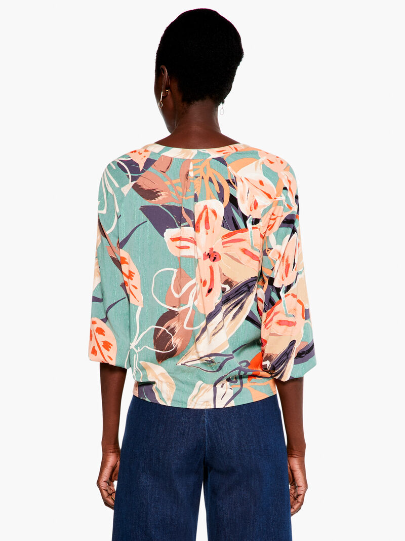 Woman Wears Artful Floral Live In Tie Top image number 2