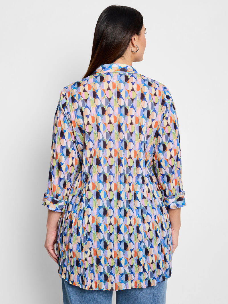 Woman Wears Social Circles Long Crinkle Shirt image number 3