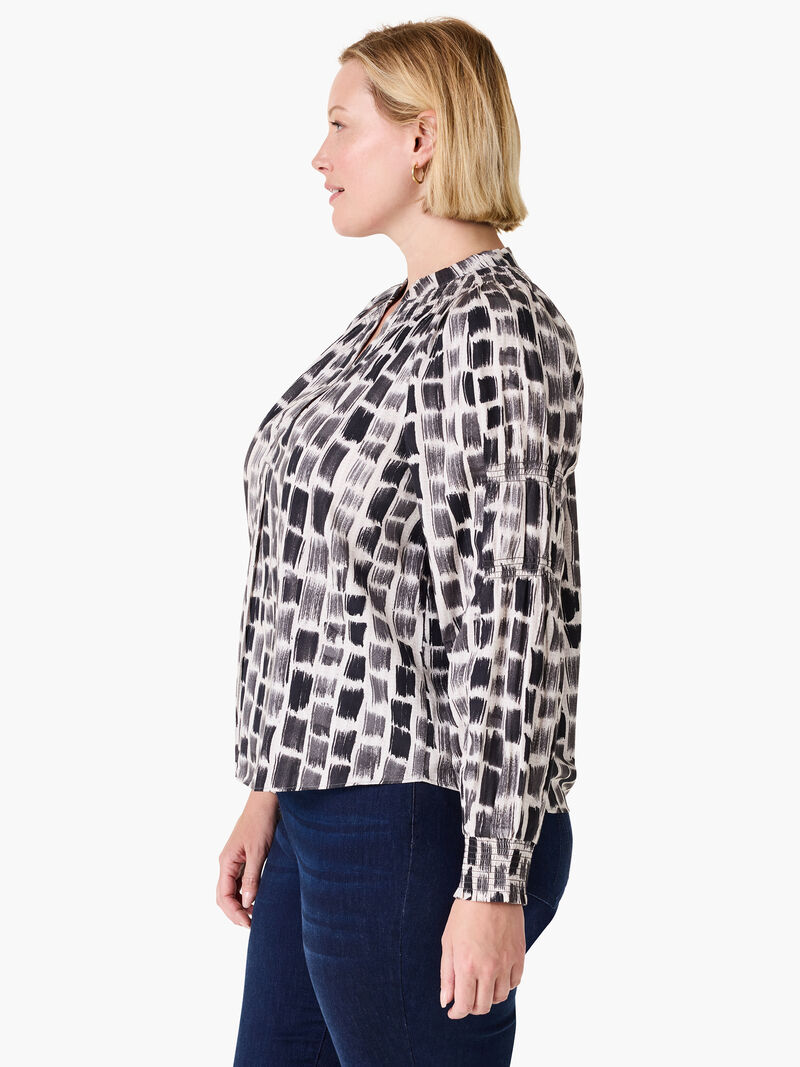 Woman Wears Brushstroke Blues Top image number 2