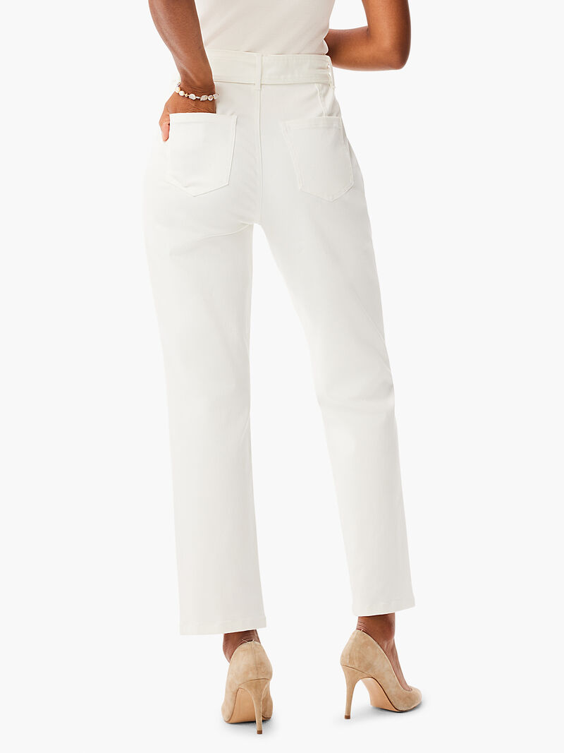 Woman Wears NZ Denim 28" Belted Straight Ankle Jeans image number 3