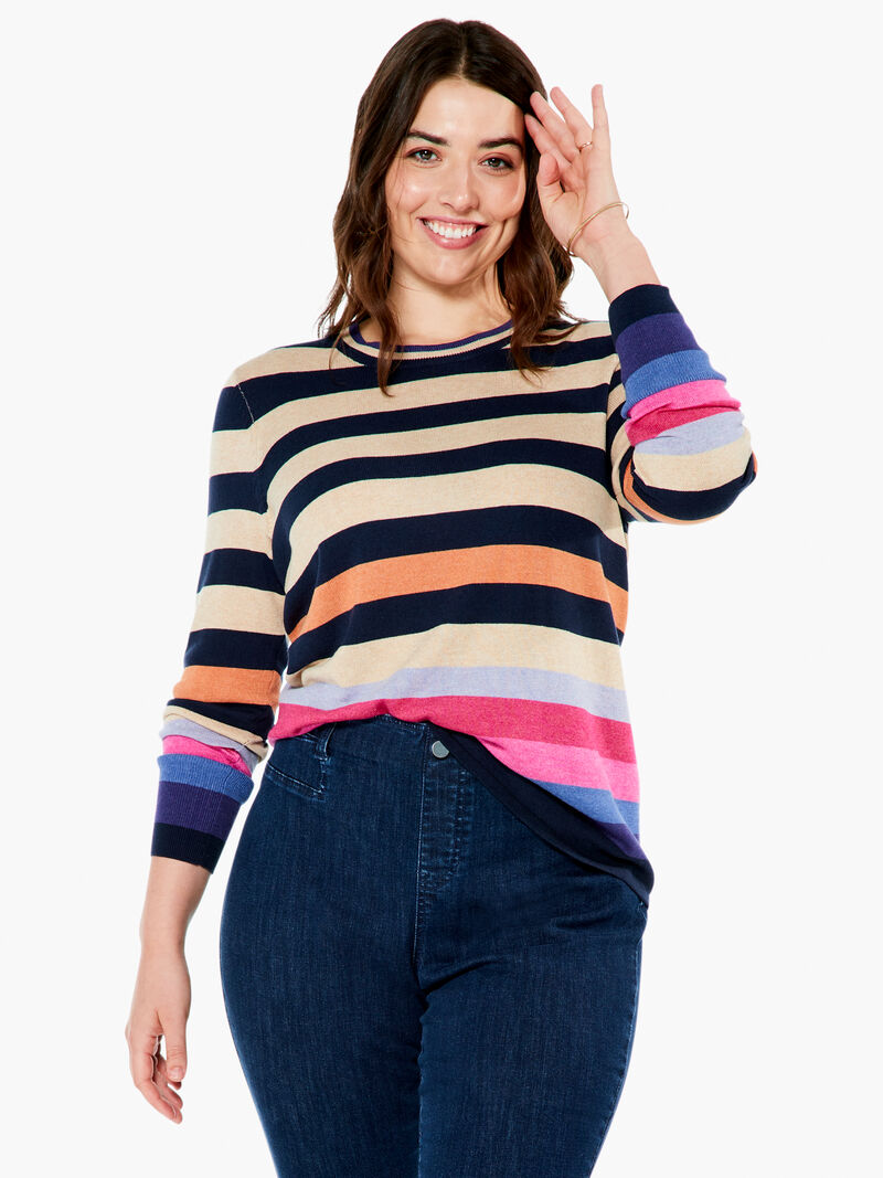 Woman Wears Jewel Stripes Vital Sweater image number 0