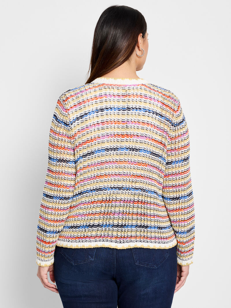 Woman Wears Coastal Crochet Knit Jacket image number 3