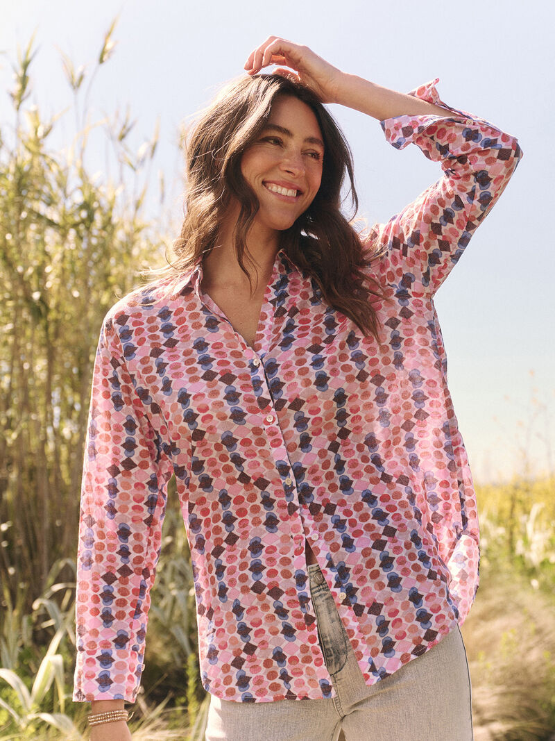 Woman Wears Geo Dots Boyfriend Shirt image number 0