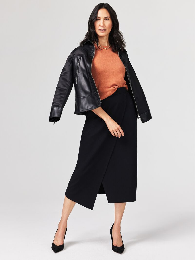 Woman Wears Faux Leather Mix Jacket image number 5