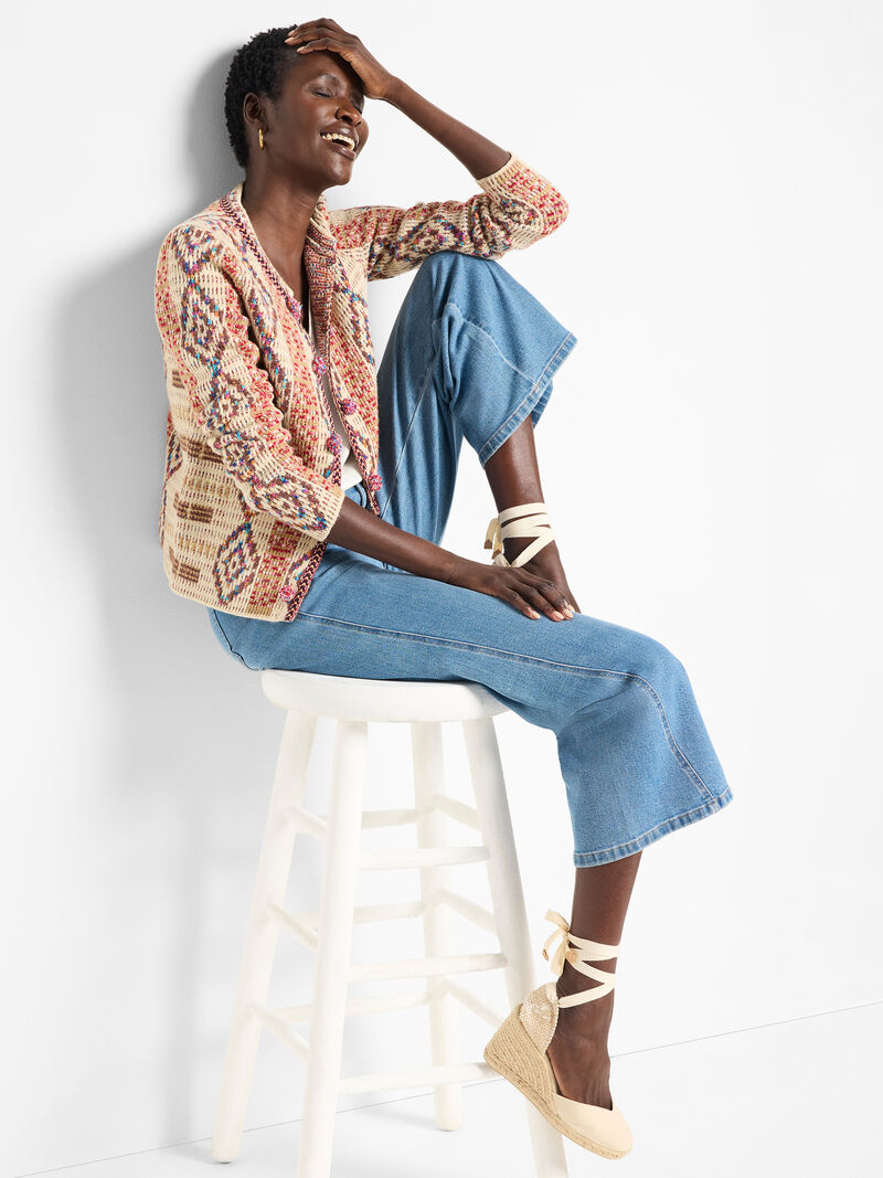 Woman Wears Color Weave Knit Jacket image number 2