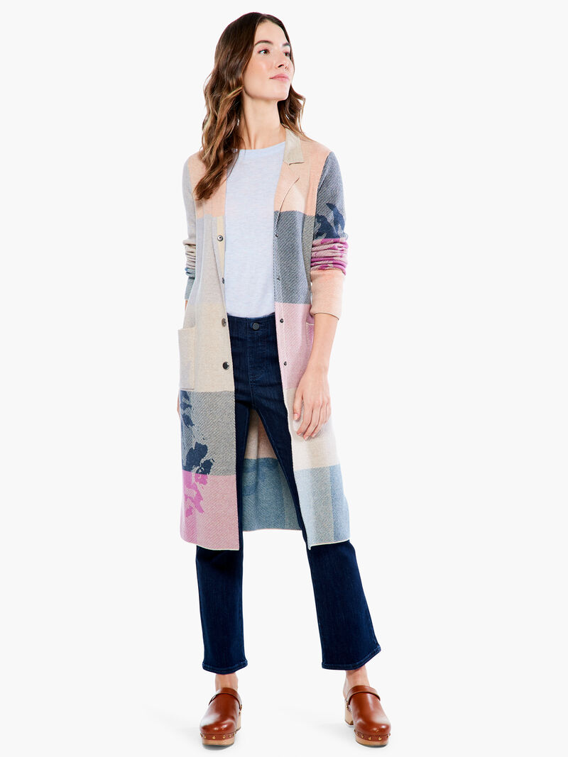 Woman Wears Placed Pattern Plaid Jacket image number 4
