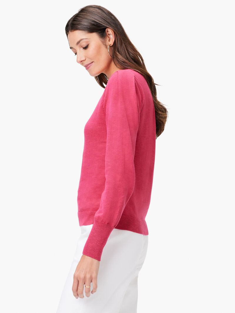 Woman Wears Slub V-Neck Sweater image number 1