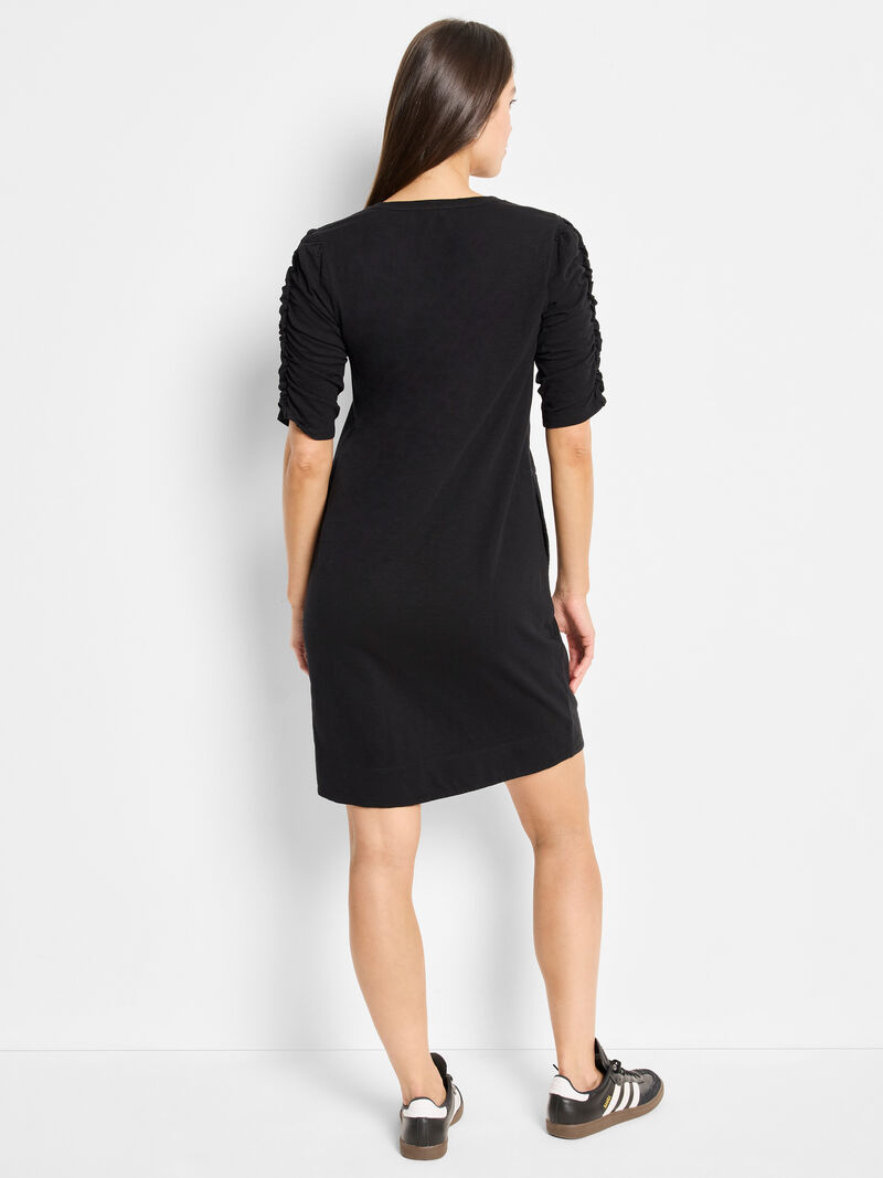 Woman Wears NZT Ruched Elbow Sleeve Dress image number 2