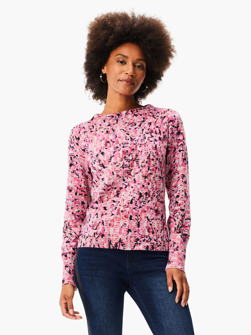 Woman Wears Blurred Geo Print Sweater image number 0