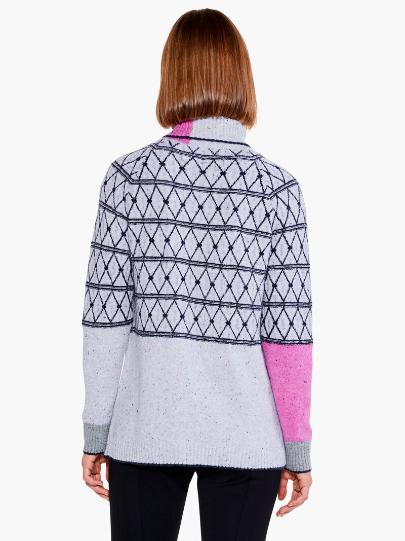 Woman Wears Mosaic Stitched Sweater image number 3