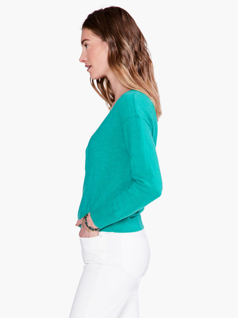 Woman Wears Shorty V Sweater image number 1