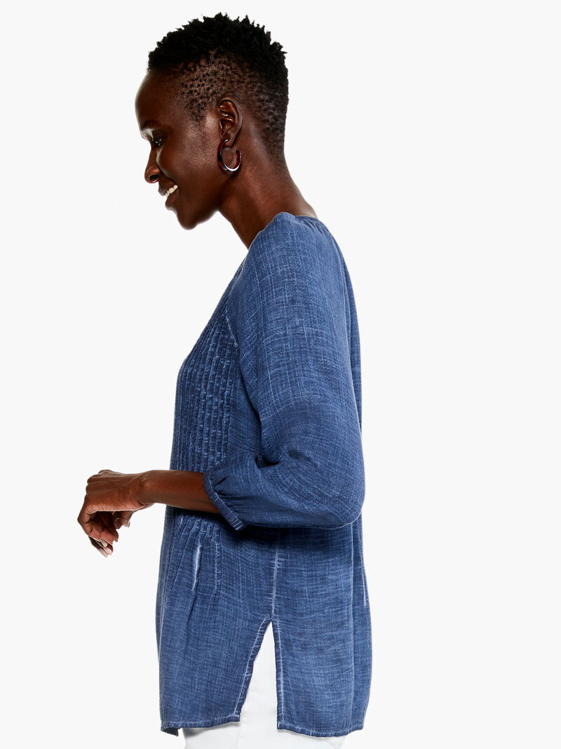 Woman Wears Double Gauze Tucked Blouse image number 1
