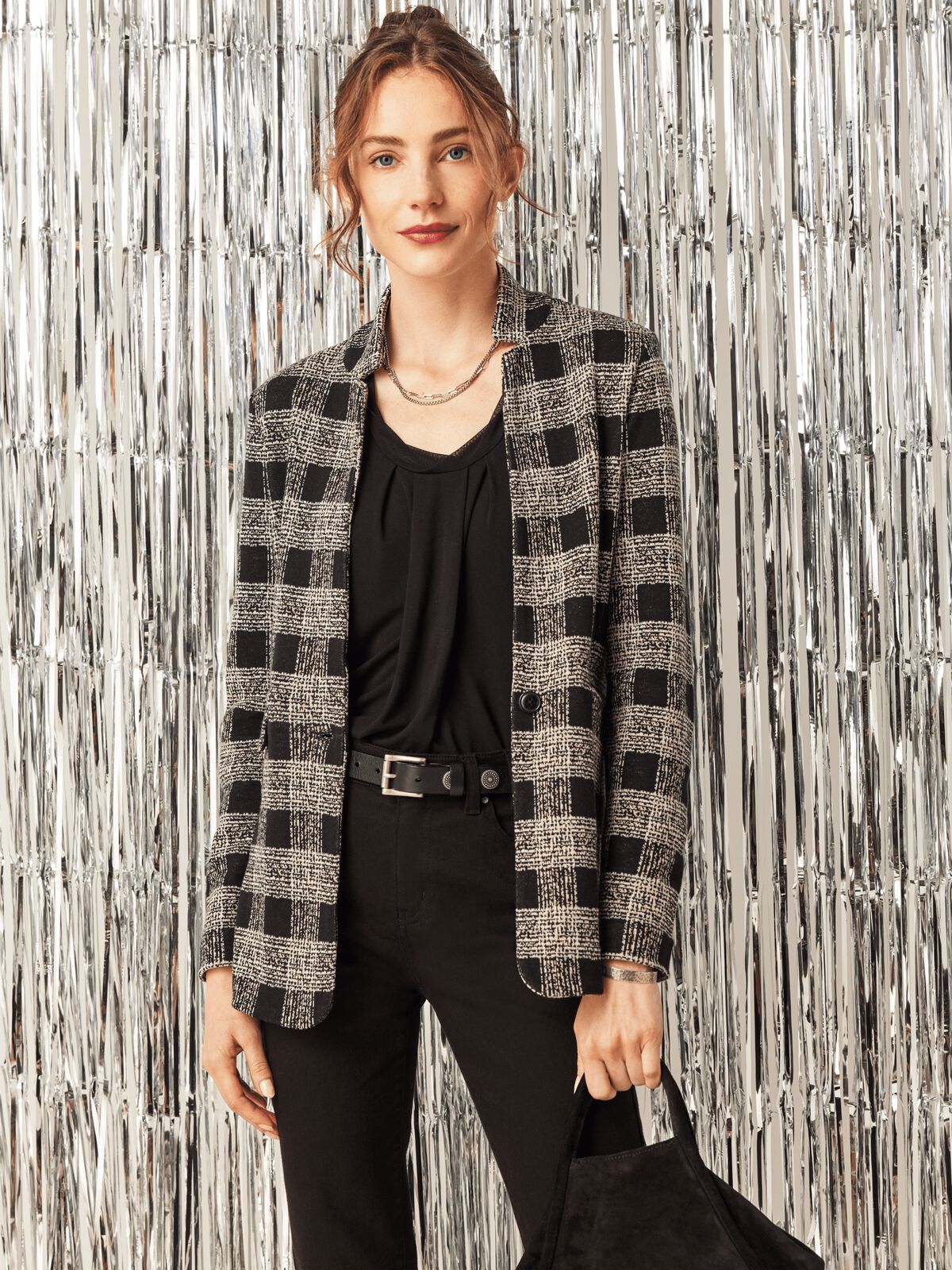 Perfectly Plaid Knit Blazer