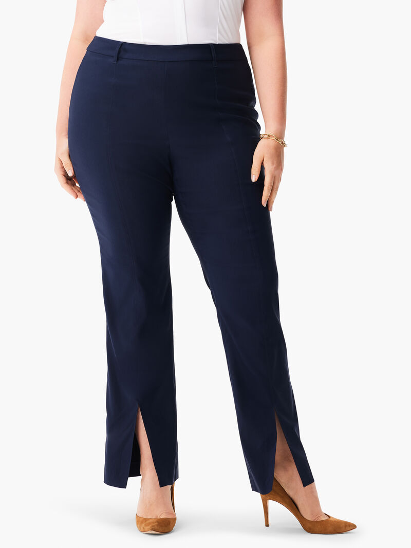 Woman Wears 31" Polished Wonderstretch Boot Cut Slit Pant image number 0