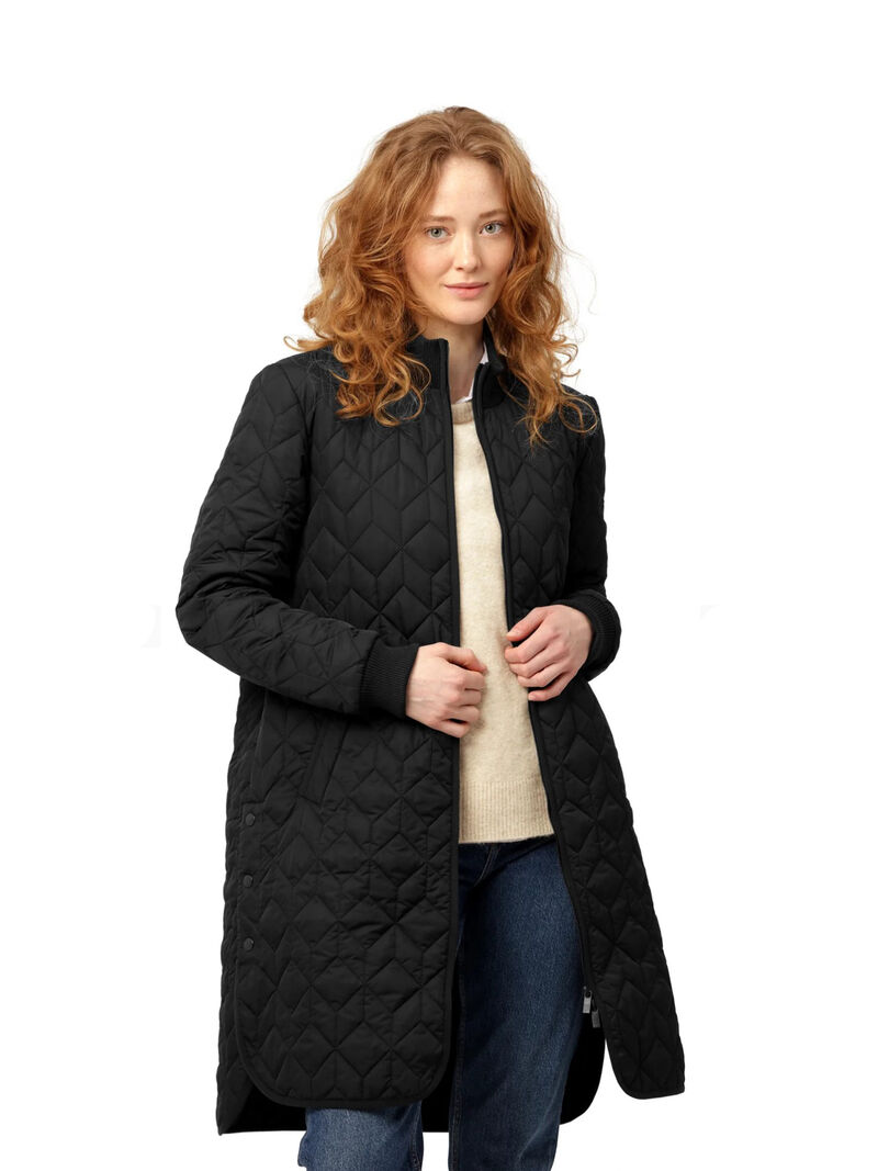 Woman Wears Ilse Jacobsen - Quilted Coat With Rib Trim image number 0