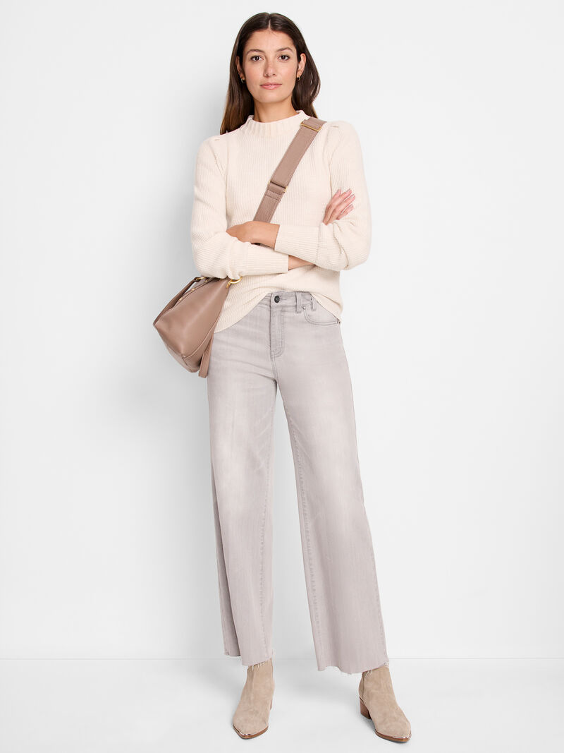 Woman Wears Waffle Stitch Sweater image number 1
