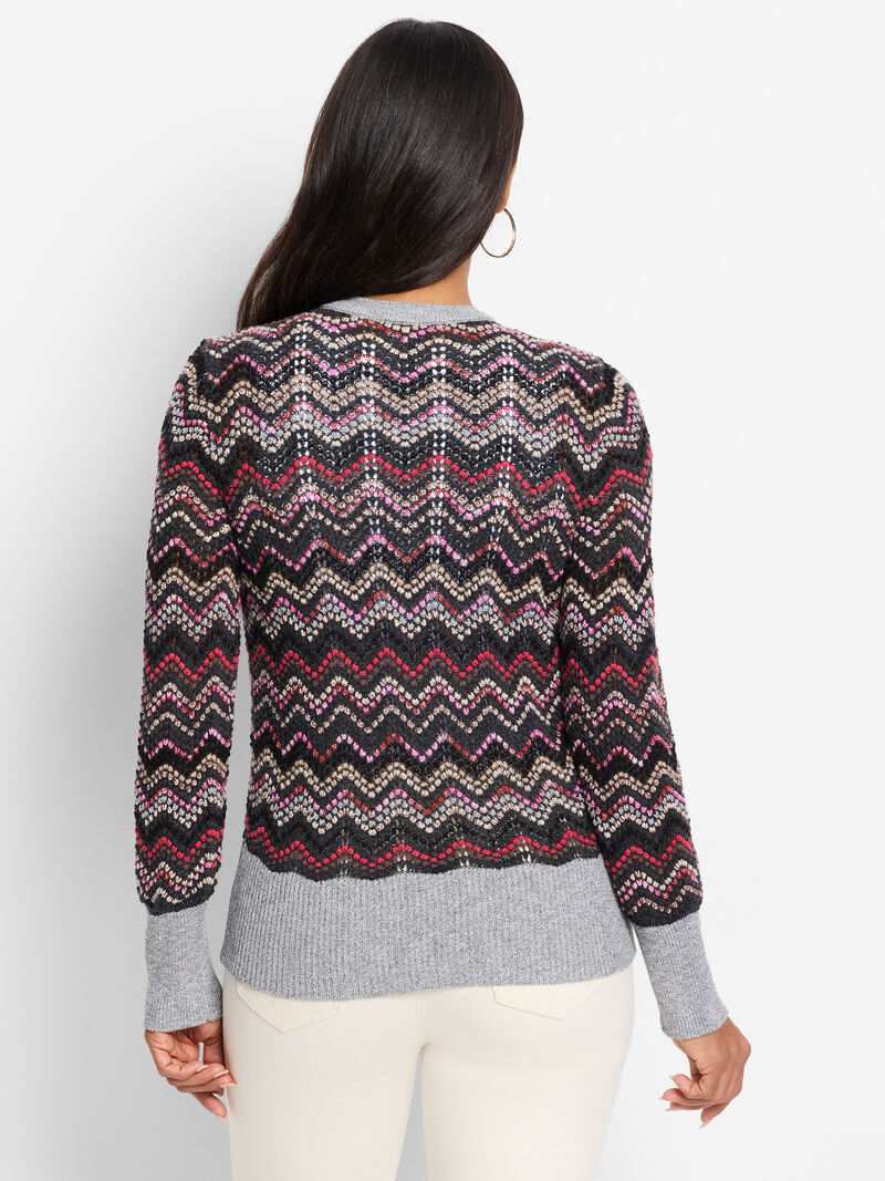 Woman Wears Zig Zag Cardigan image number 3
