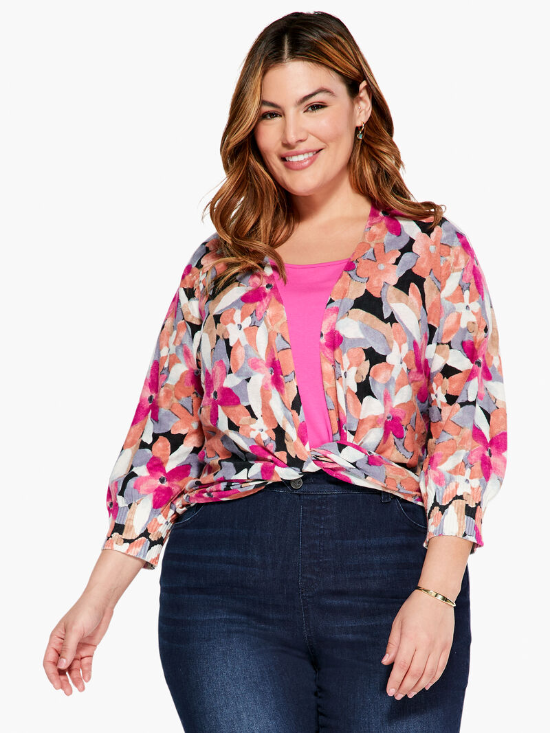 Woman Wears Glowing Petals 4-Way Cardigan image number 2