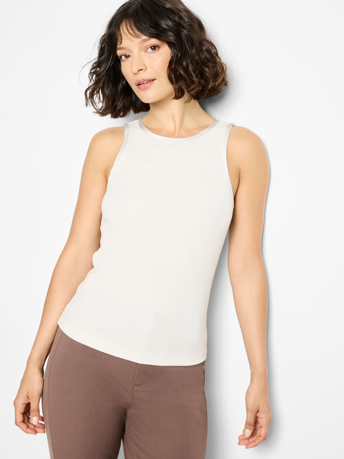 Trimmed Perfect Knit Ribbed Tank