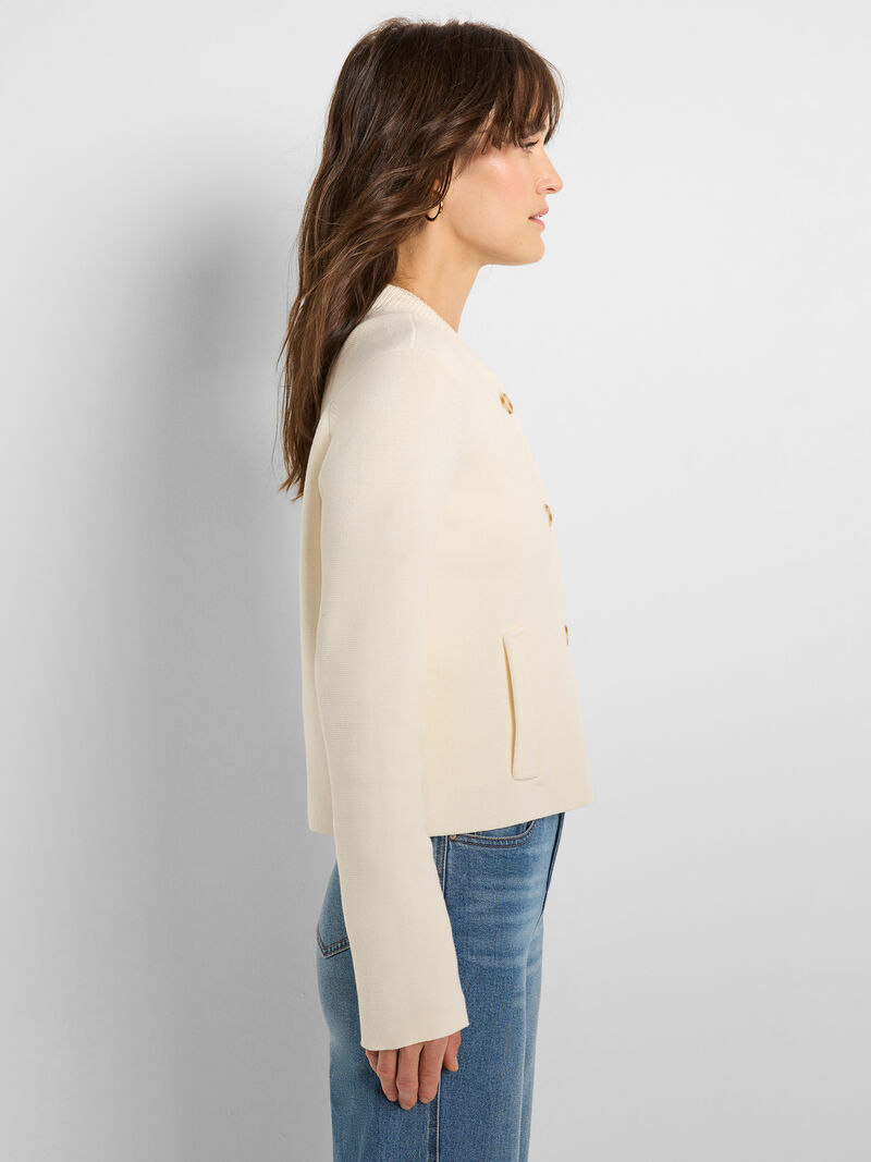 Woman Wears Knit Bomber Jacket image number 2