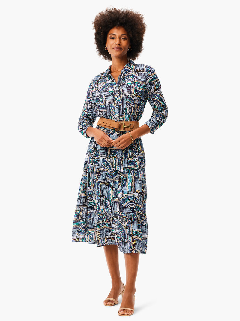 Woman Wears Mosaic Mix Crinkle Shirt image number 4