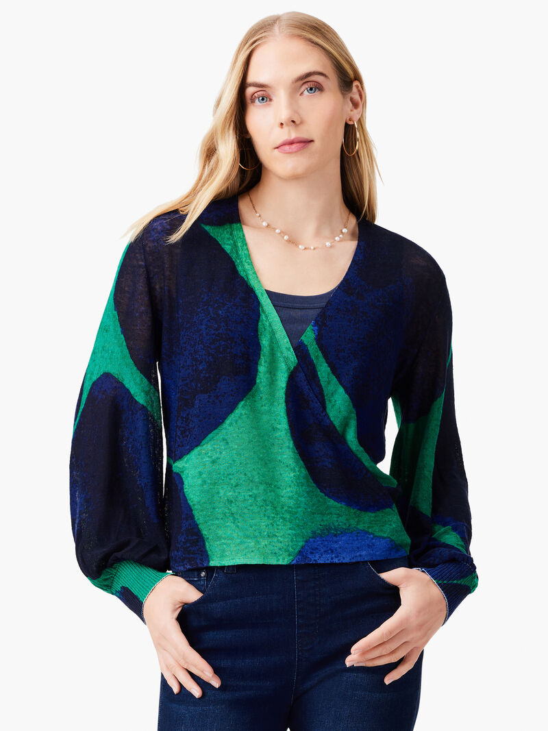 Woman Wears Ocean Dot 4-Way Cardigan image number 1