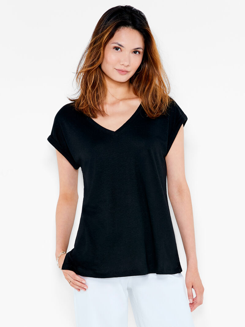 Woman Wears NZT Short Sleeve V-Neck Tee image number 0
