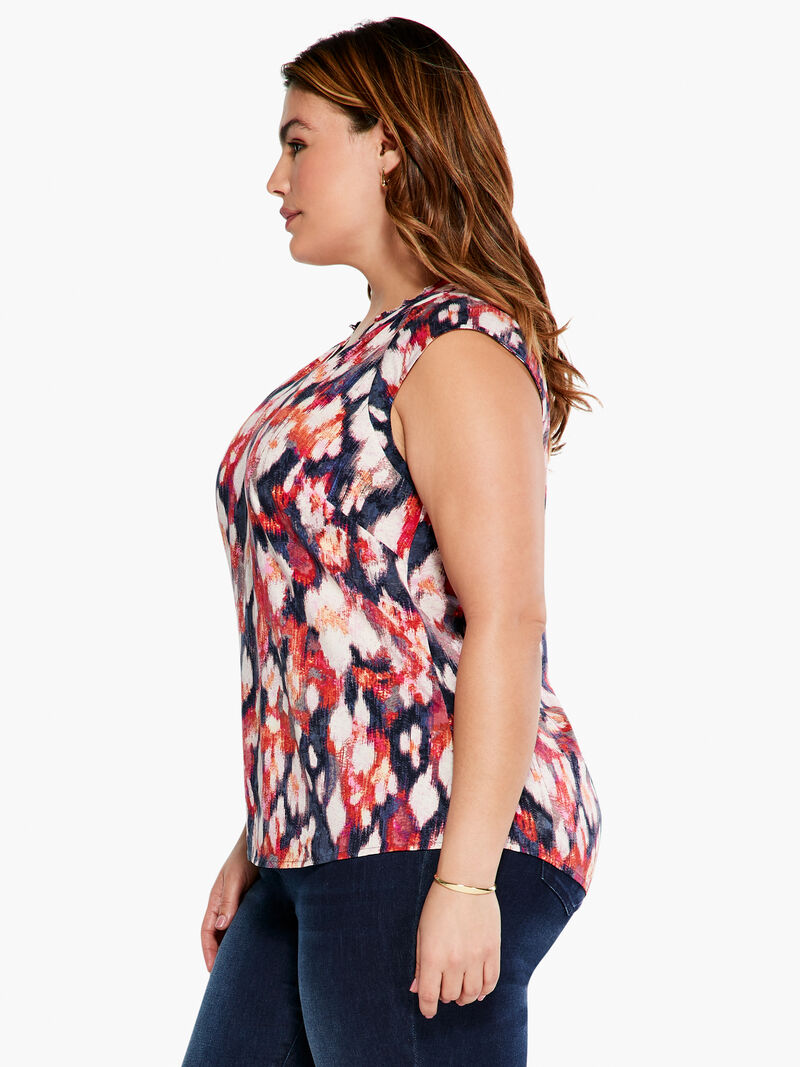 Woman Wears Floral Ikat Live In Tank image number 1