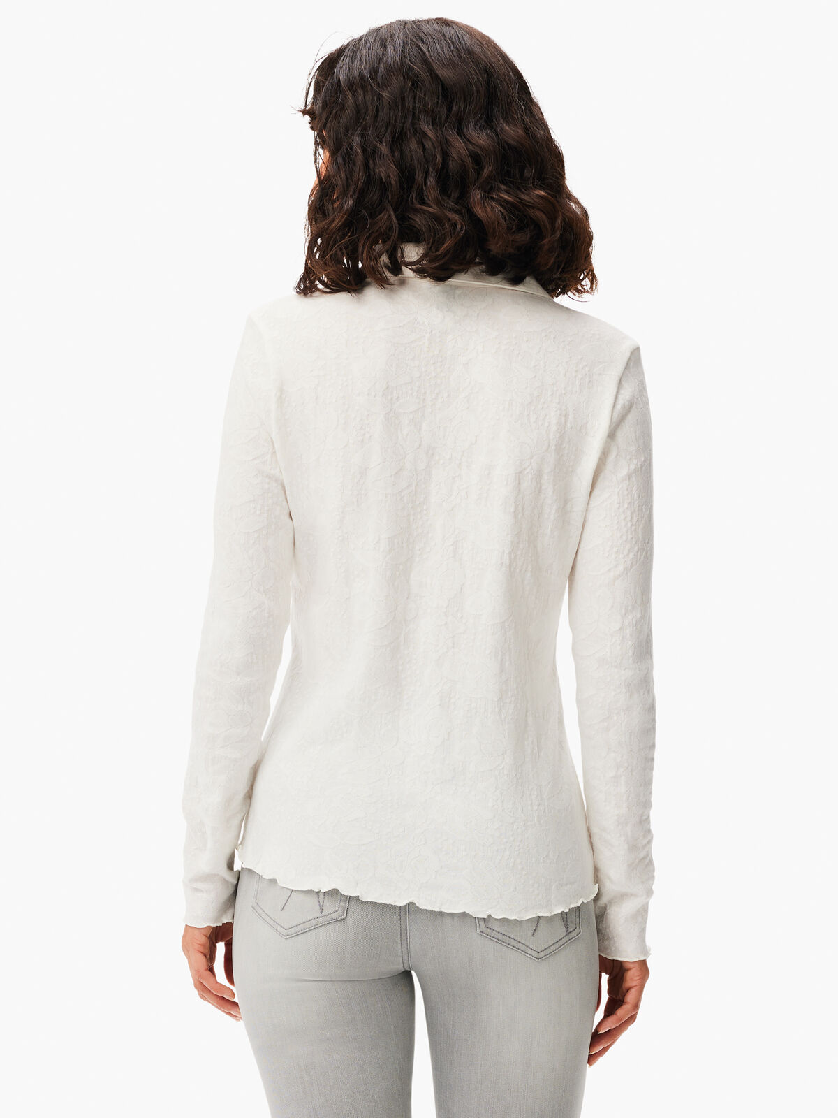 Lace Knit Collared Top