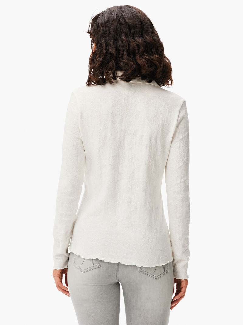 Woman Wears Lace Knit Collared Top image number 2