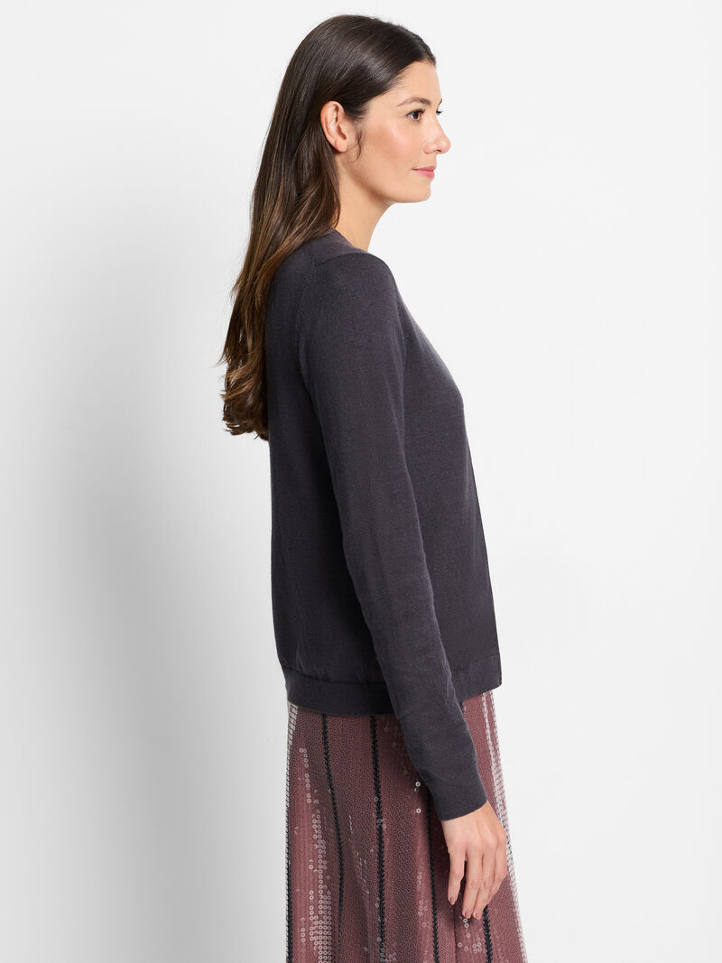 Woman Wears Sequin Trimmed Cardigan image number 2