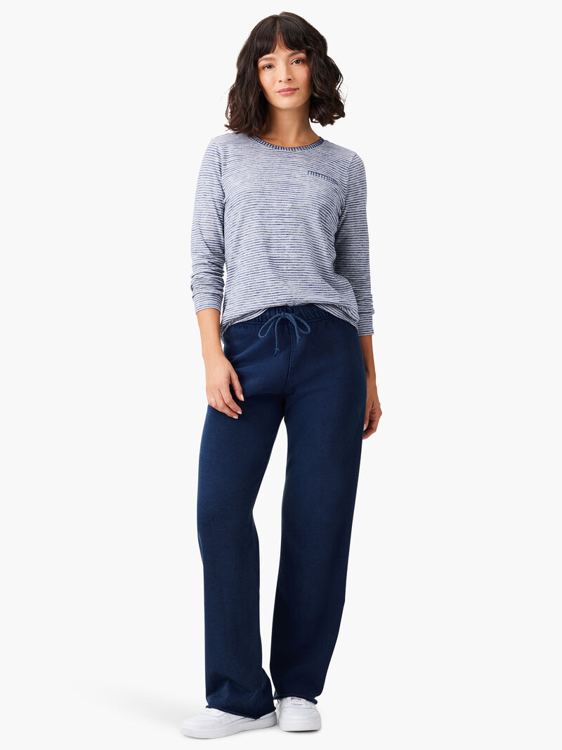 Woman Wears NZT Crew Neck Long Sleeve Stripe Tee image number 3