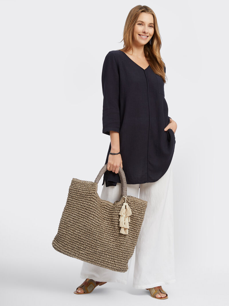 Woman Wears Fallon & Royce Mel Oversized Tote image number 2