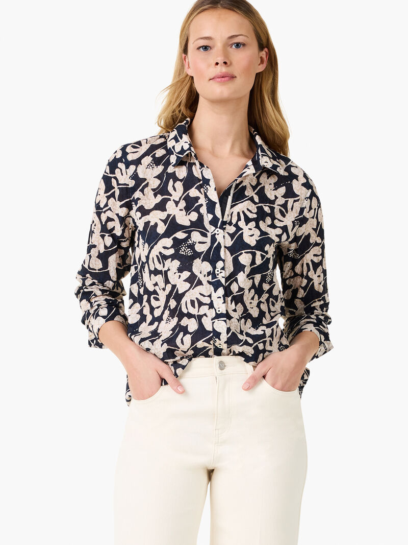 Woman Wears Water Lilies Crinkle Shirt image number 0
