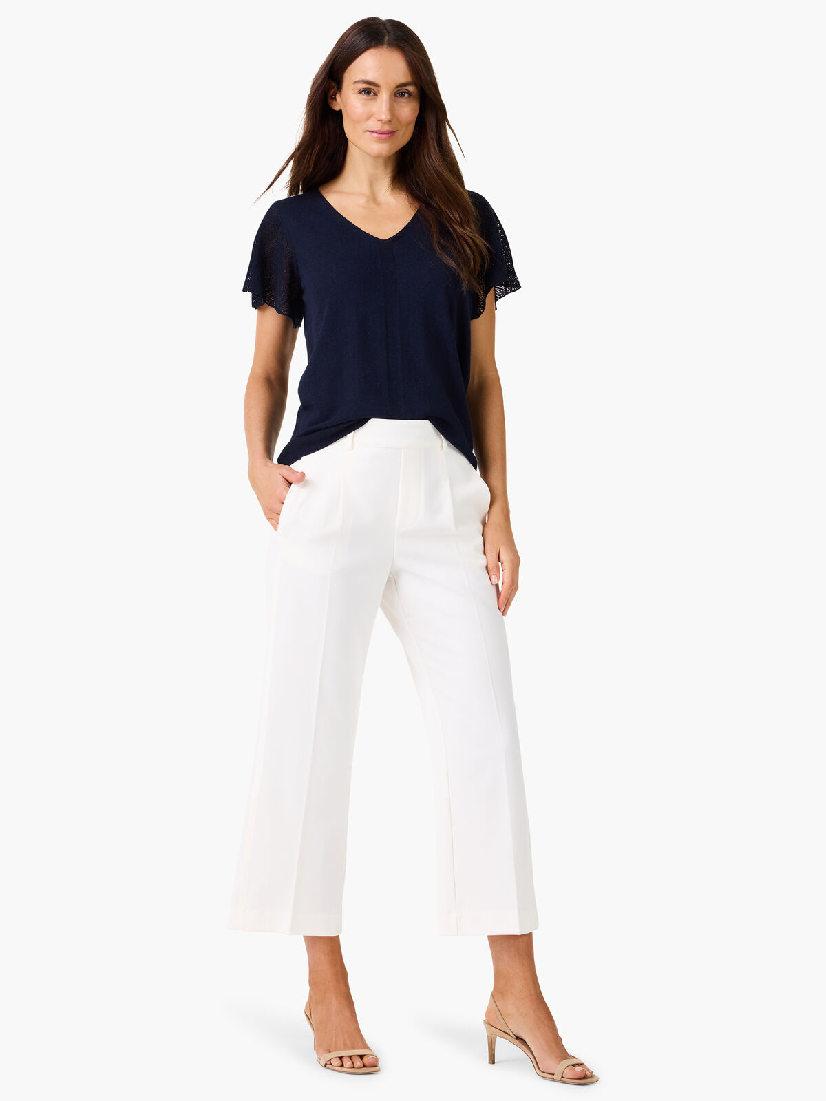 Pointelle Sleeve Sweater