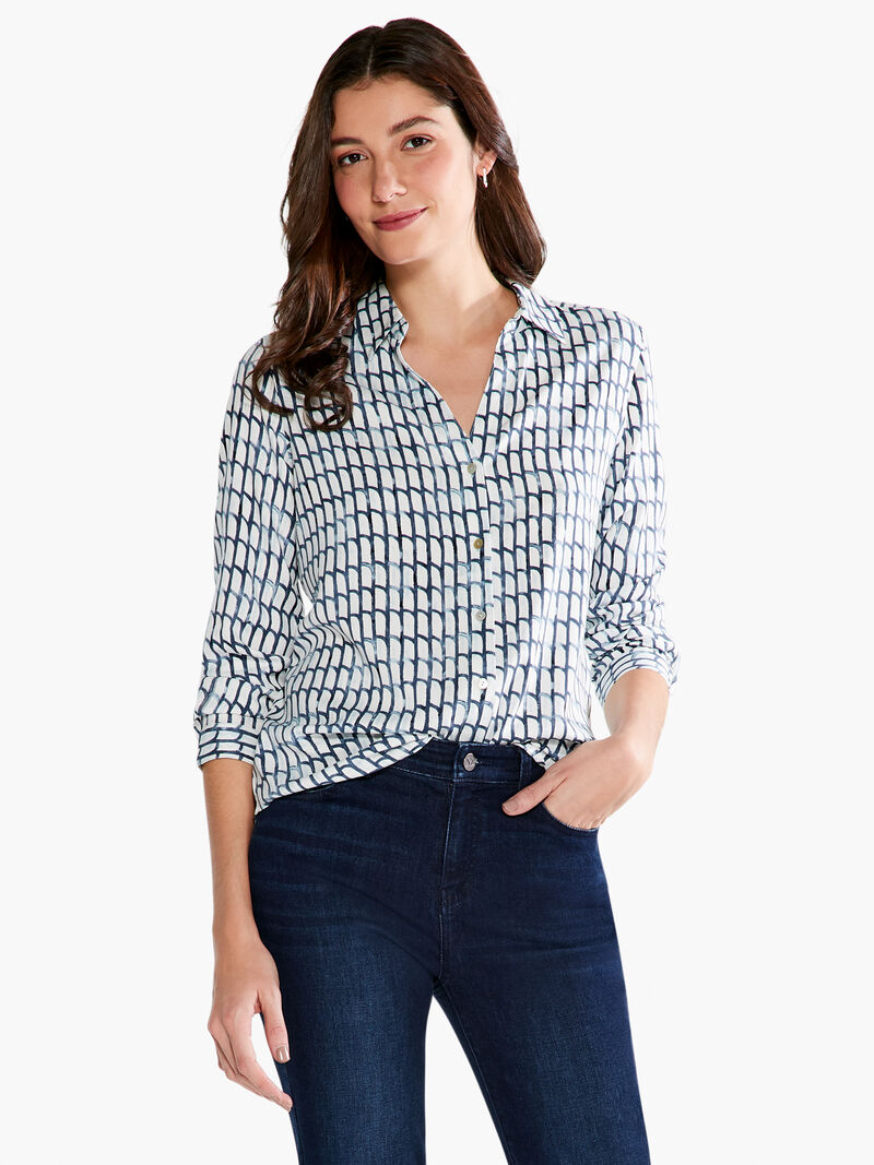 Woman Wears Lattice Live In Shirt image number 0